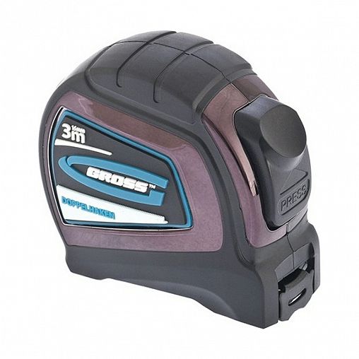 Рулетка Gross Doppelhaken, двухсторонняя шкала, с автостопом, обрезиненная, 3 м x 16 мм фото