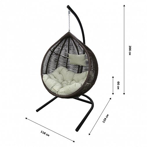 Кресло подвесное Garden story Флорес, 118 х 124 х 206 см, каркас черный фото