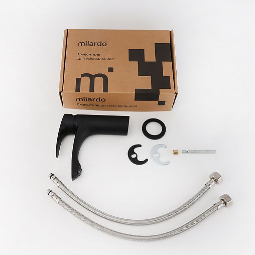 Смеситель для раковины с коротким изливом Milardo Rora, черный матовый фото