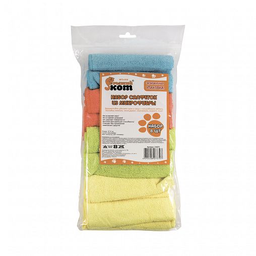 Салфетки Рыжий кот, микрофибра, 30 x 30 см, набор 8 шт фото