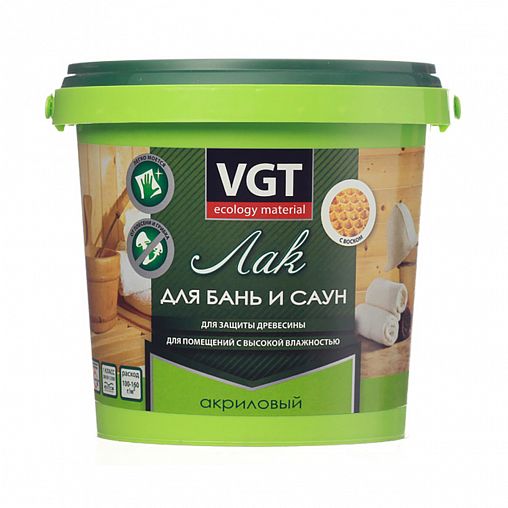 Лак для бань и саун VGT, акриловый, 9 кг фото