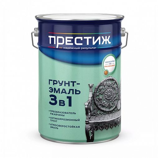 Грунт-эмаль по ржавчине Престиж 3 в 1, полуглянцевая, 20 кг, желтая фото