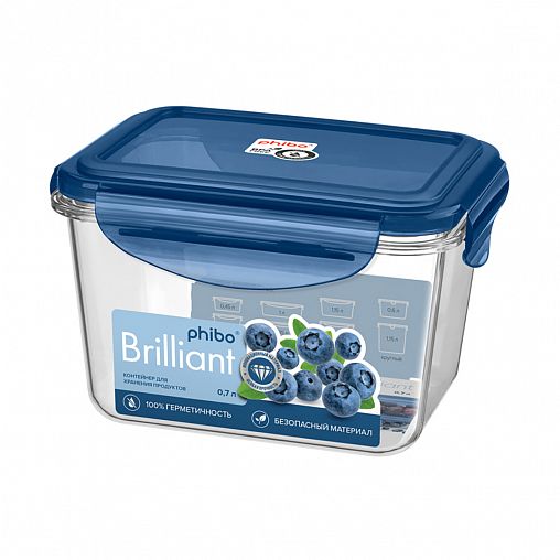 Контейнер Phibo Brilliant, прямоугольный, 0,7 л, синий фото