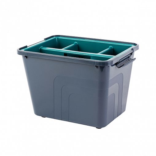 Ящик для хранения Plast Team Bergen Fjord, с лотком и ручкой, 18 л, вулканический базальт фото