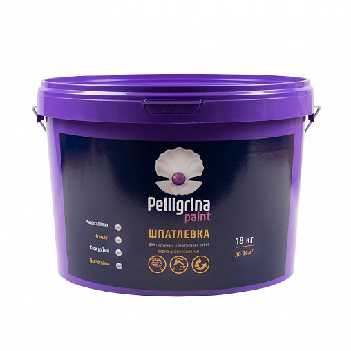 Шпатлевка универсальная для наружных и внутренних работ Pelligrina Paint, акриловая, 18 кг фото