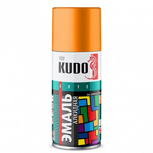 Аэрозольная алкидная краска Kudo KU-1019.1, 210 мл, RAL 2004, оранжевая фото