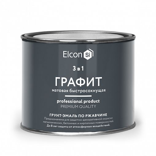Грунт-эмаль по ржавчине Elcon 3 в 1, матовая, 0,4 кг, RAL 7024, графит фото