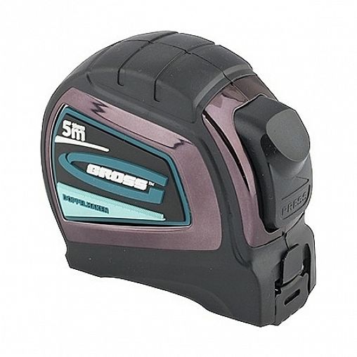 Рулетка Gross Doppelhaken, двухсторонняя шкала, с автостопом, обрезиненная, 5 м x 19 мм фото