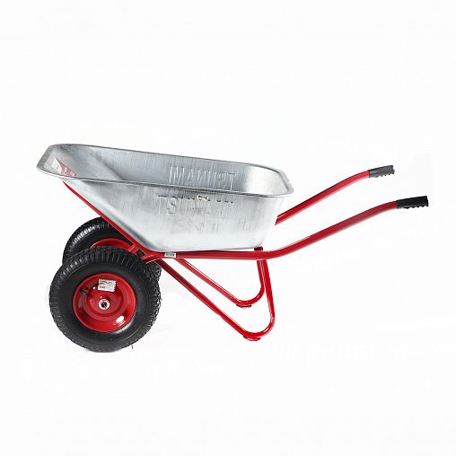 Тачка двухколесная строительная Tsunami WB 300D, 110 л, пневматические колеса фото