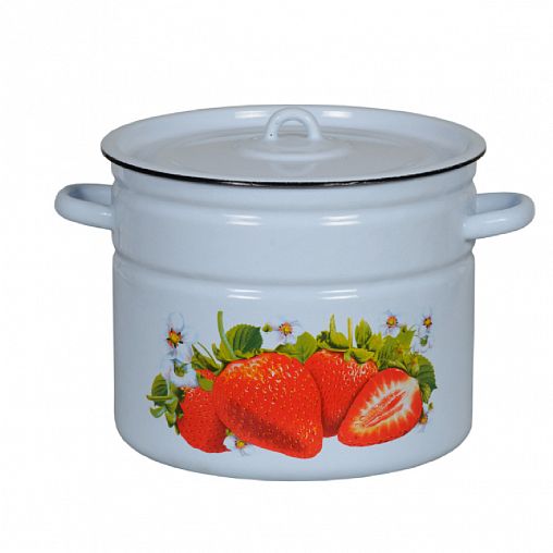 Кастрюля эмалированная СтальЭмаль с крышкой, 9 л, с декором фото