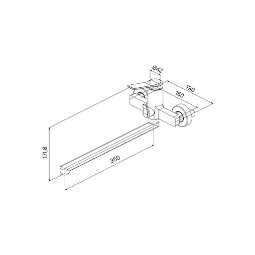 Смеситель для ванны IDDIS Parker, с длинным изливом, хром фото