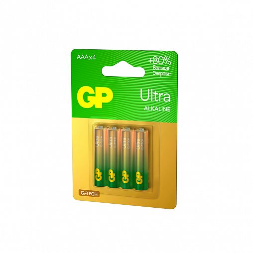 Батарейка GP Ultra Alkaline G-Tech 24AUA21-2CRSBC4, типоразмер AAA, 4 шт фото