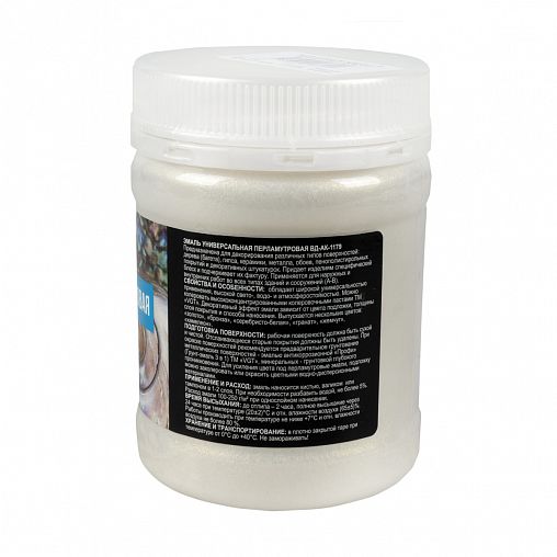 Эмаль универсальная перламутровая VGT ВД-АК-1179, 0,23 кг, серебристо-белая фото