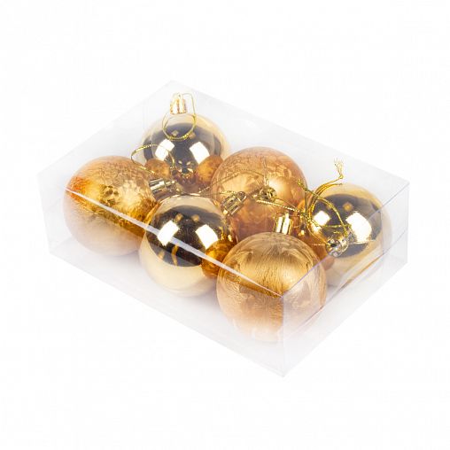 Набор елочных шаров SYQA- 0123217, d 6 см, 6 шт, золото фото