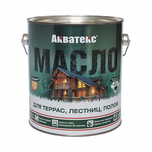 Масло для террас, лестниц, полов Акватекс, матовое, бесцветное, 2,5 л фото