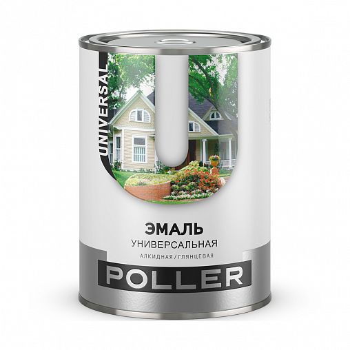 Эмаль универсальная Poller, алкидная, 0,8 л, рубиново-красная фото
