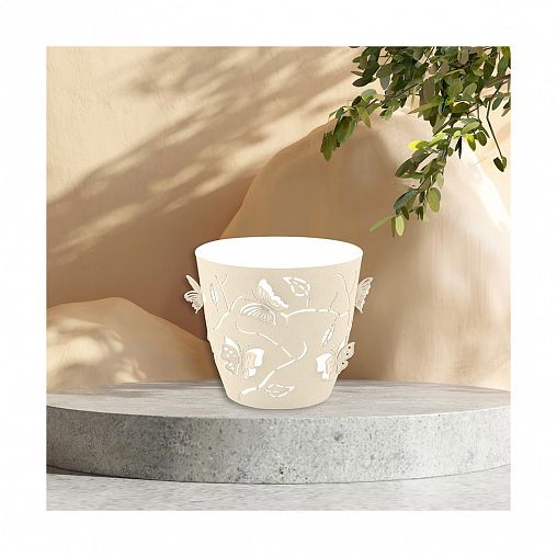 Горшок для цветов Plast Team Butterflies, 1,4 л, молочный туман фото