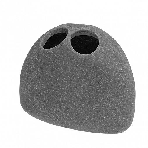 Стакан для зубных щеток Рыжий кот Гранит, с разделителями, серый фото