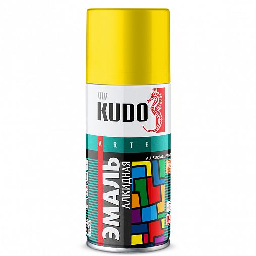 Аэрозольная алкидная краска Kudo KU-1013.1, 210 мл, RAL 1018, желтая фото
