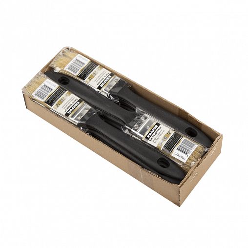 Кисть плоская Krafor №1, натуральная щетина, пластиковая ручка, 25 мм фото