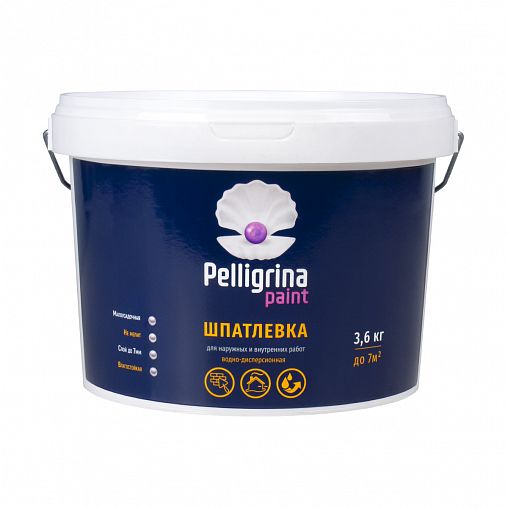 Шпатлевка универсальная для наружных и внутренних работ Pelligrina Paint, акриловая, 3,6 кг фото