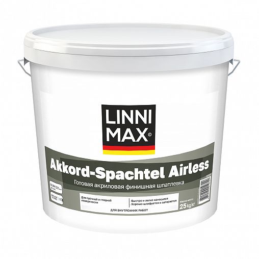 Шпатлевка финишная Linnimax Akkord-Spachtel Airless, акриловая, 25 кг фото