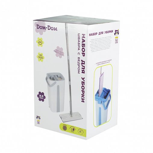 Комплект для уборки Doм-Doм, швабра, ведро с отжимом, 8 л фото