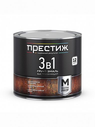 Грунт-эмаль по ржавчине 3 в 1 Престиж М, полуматовая, 1,9 кг, черная фото