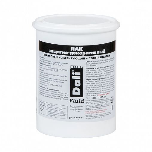 Лак защитно-декоративный Dali-Decor Fluid, акриловый, полуглянцевый, 0,9 кг фото