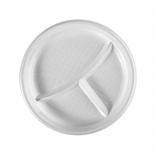 Тарелка одноразовая Стандарт Пластик, 3-х секционная, 22 см, 100 шт фото