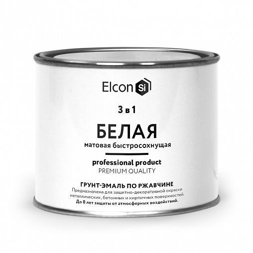 Грунт-эмаль по ржавчине Elcon 3 в 1, матовая, 0,4 кг, RAL 9003, белая фото