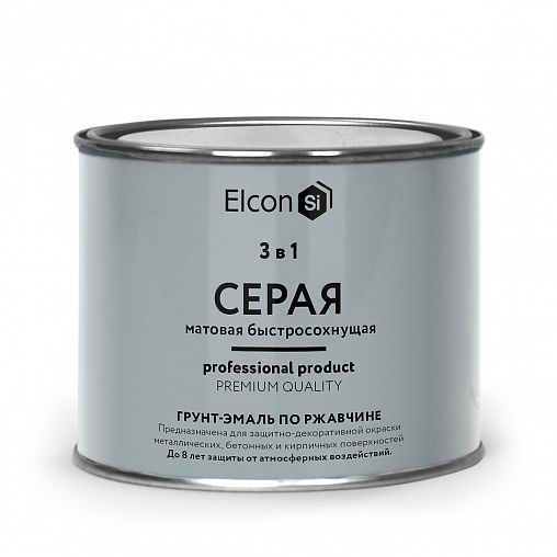 Грунт-эмаль по ржавчине Elcon 3 в 1, матовая, 0,4 кг, RAL 7040, серая фото