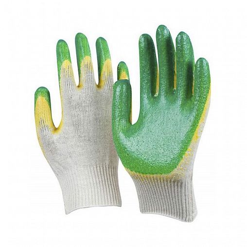 Перчатки х/б с латексом, размер 9, белые фото