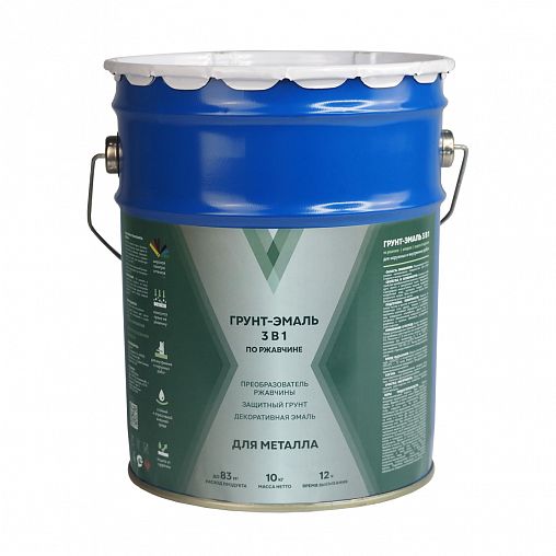 Грунт-эмаль по ржавчине 3 в 1 V, матовая, 10 кг, желтая фото
