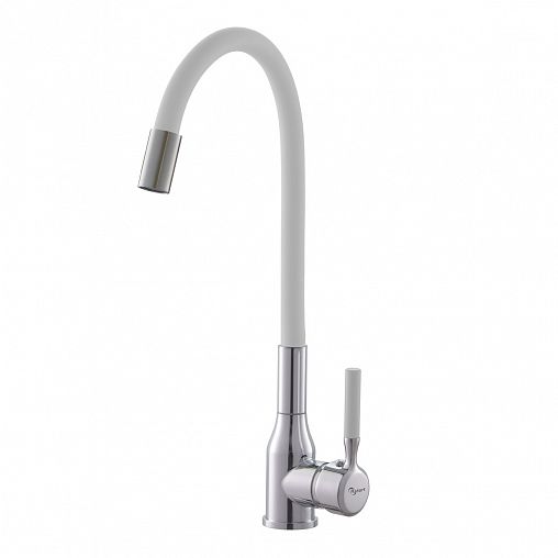 Смеситель для кухни PLStart PG54022B23, с гибким изливом, хром/белый фото