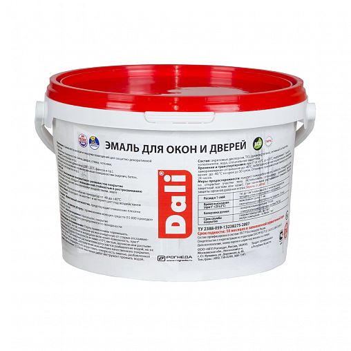 Эмаль для окон и дверей Dali, акриловая, полуматовая, база A, белая, 3 кг фото
