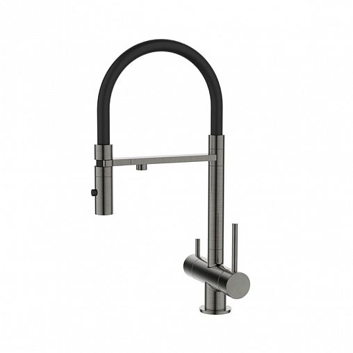 Смеситель для кухни IDDIS Ace, с гибким изливом и подключением к фильтру, графит фото