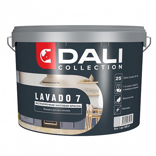 Краска для стен и потолков Dali Collection Lavado 7, матовая, база C, бесцветная, 9 л фото