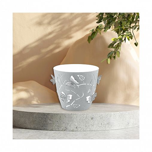 Горшок для цветов Plast Team Butterflies, 1,4 л, серый шторм фото