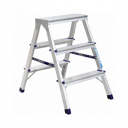 Стремянка двухсторонняя Alumet AD7203, алюминиевая, 2 x 3 ступени, 0,68 м фото