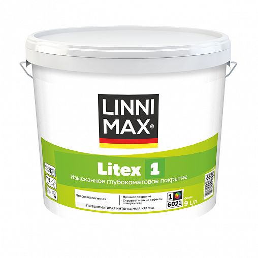 Краска интерьерная Linnimax Litex 1, база 1, белая, 9 л фото