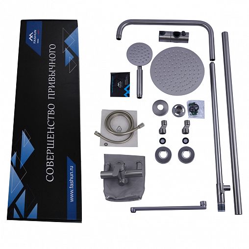 Душевая система с тропическим душем Fashun A52401C, со смесителем, сатин фото