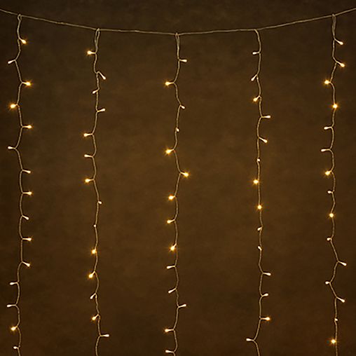 Электрогирлянда Vegas Занавес, с блоком питания, 6 нитей, 96 LED ламп, 1,5 x 1,5 м, теплый свет фото