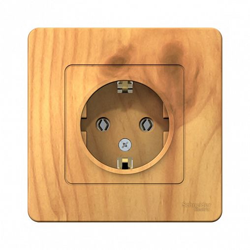 Розетка Systeme (Schneider) Electric Blanca, встраиваемая, в сборе, с/з, ясень фото