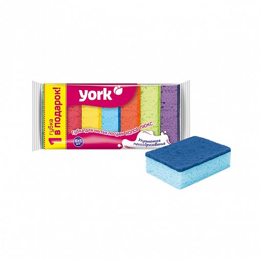 Губки для посуды York Колор Люкс, упаковка 6+1 шт фото