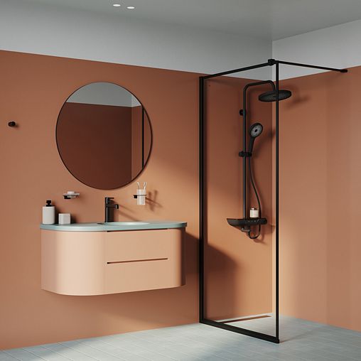 Душевая система с тропическим душем IDDIS SpaHome, с управлением Push Control, черная матовая фото