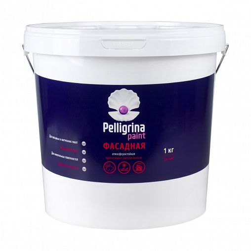 Краска фасадная Pelligrina Paint, акриловая, белоснежная, 25 кг фото