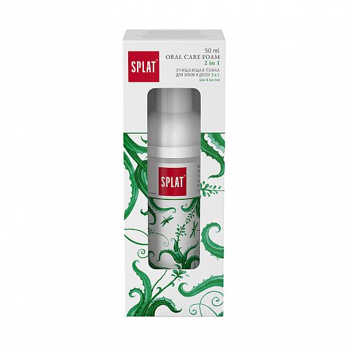 Очищающая пенка для зубов и десен Splat Oral Care Foam 2 в 1, алоэ и чайное дерево, 50 мл фото