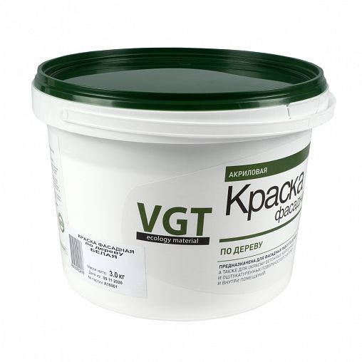 Краска фасадная по дереву VGT ВД-АК-1180, белая, 3 кг цена - купить в ...