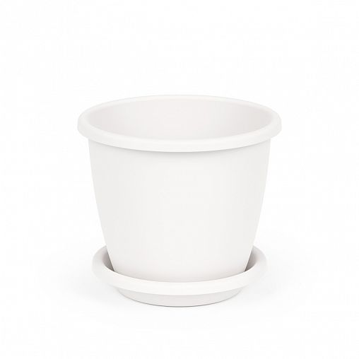 Горшок для цветов Альтернатива Афина, с поддоном, 3 л, белый фото
